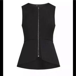 Bcbg Max Azria  Peplum Top Vest Front Zipper 2XS
